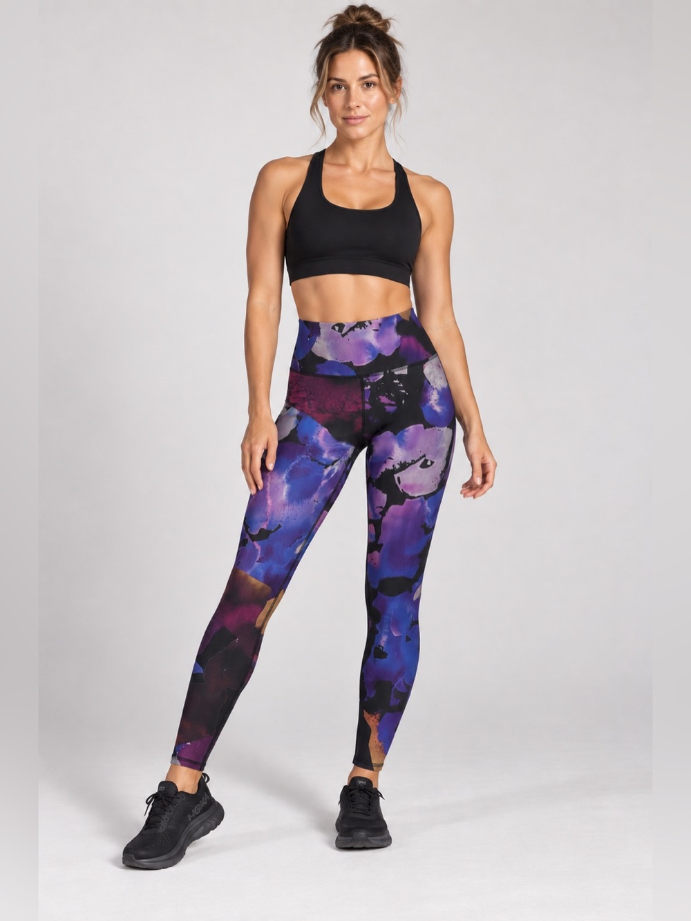 Noli Active High Waist Leggings Purple Blue Abstract Print Medium Made USA Gym M